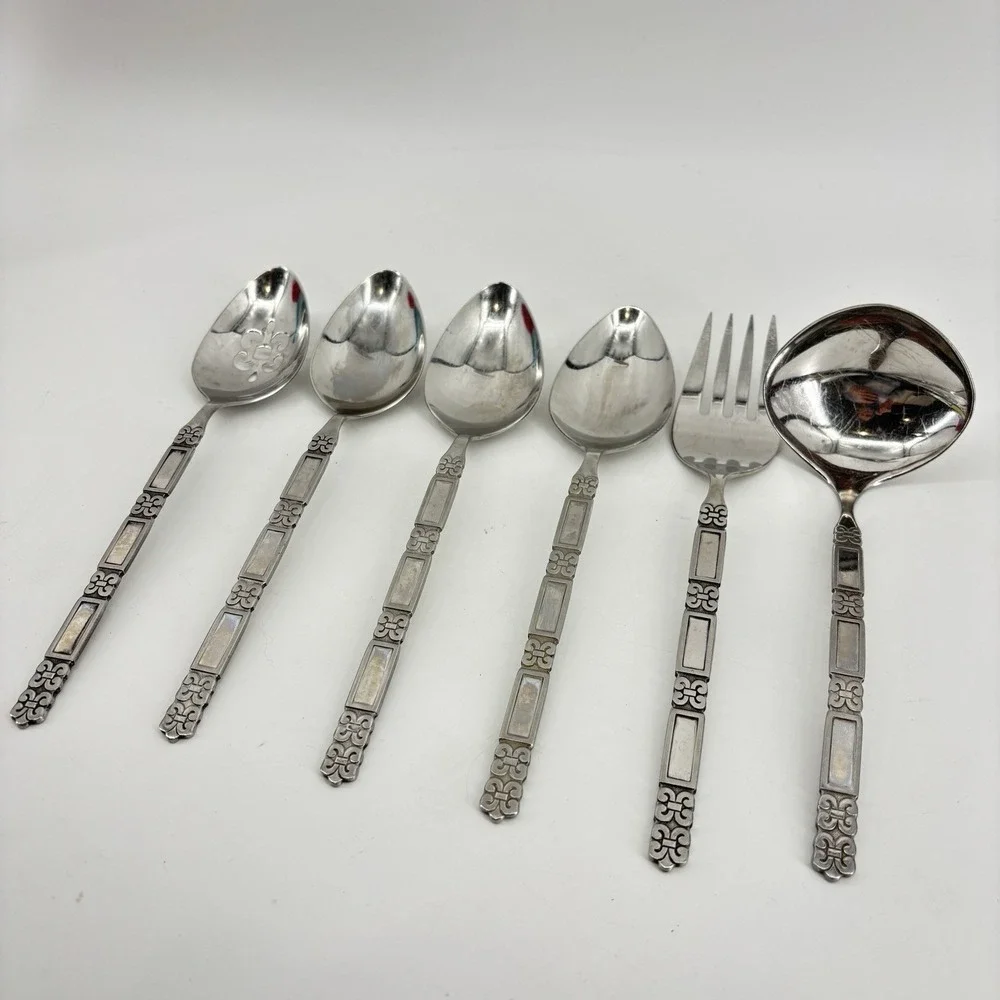 Lot‎ 6 Oneida Community Madrid (No Black) Hostess Serving Spoons Fork Ladle